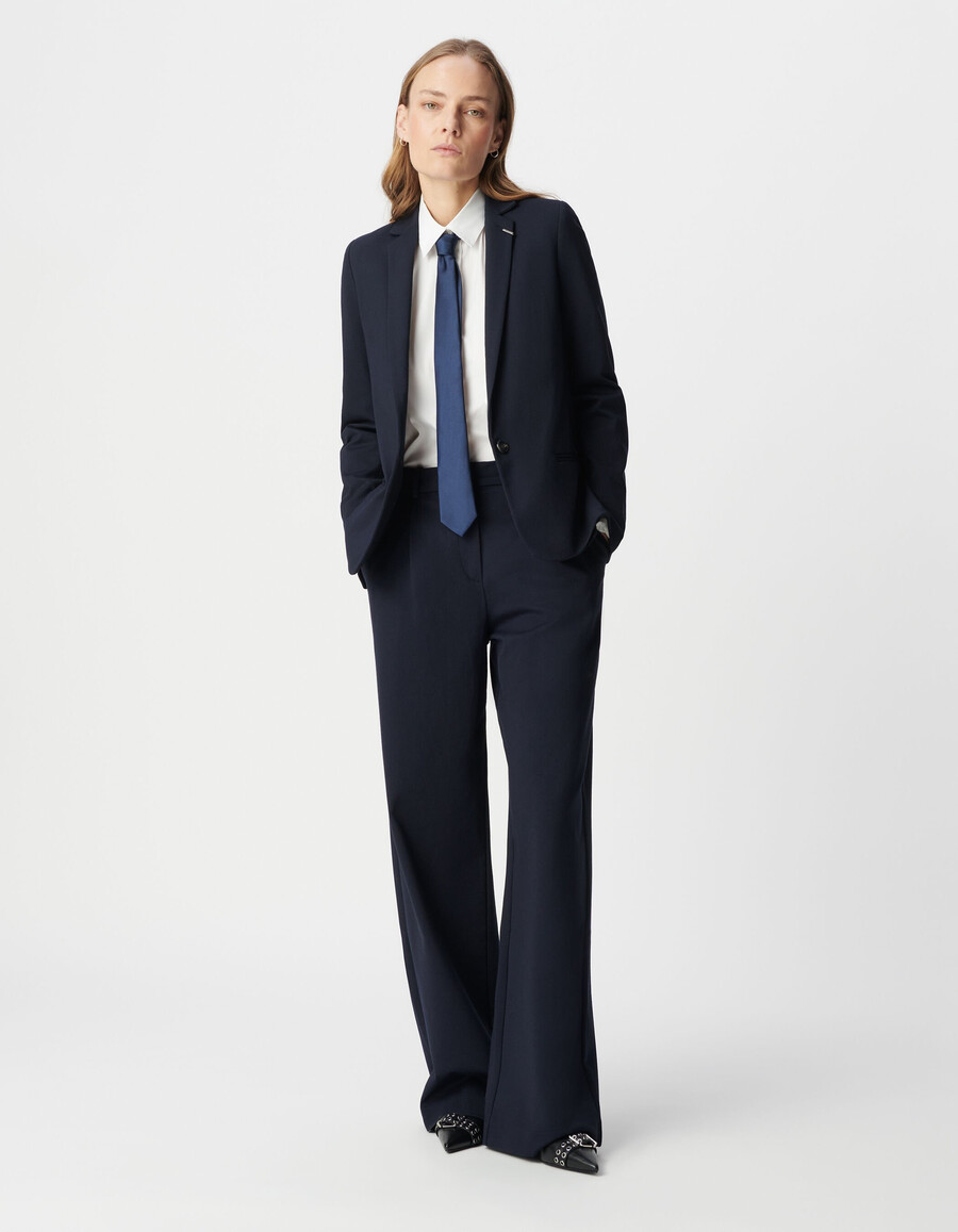 damen-strickjacke milano in marineblau tailliert