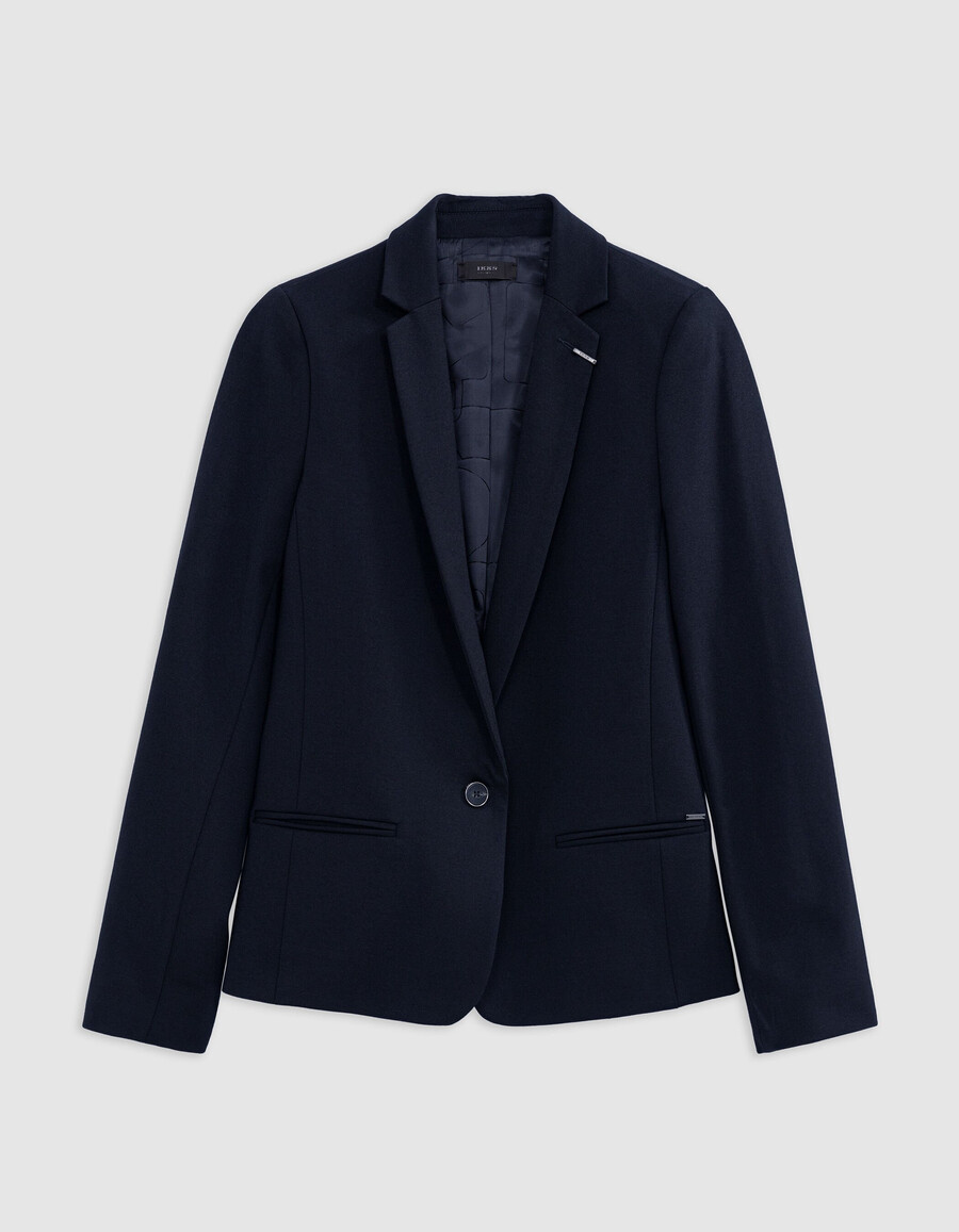 damen-strickjacke milano in marineblau tailliert