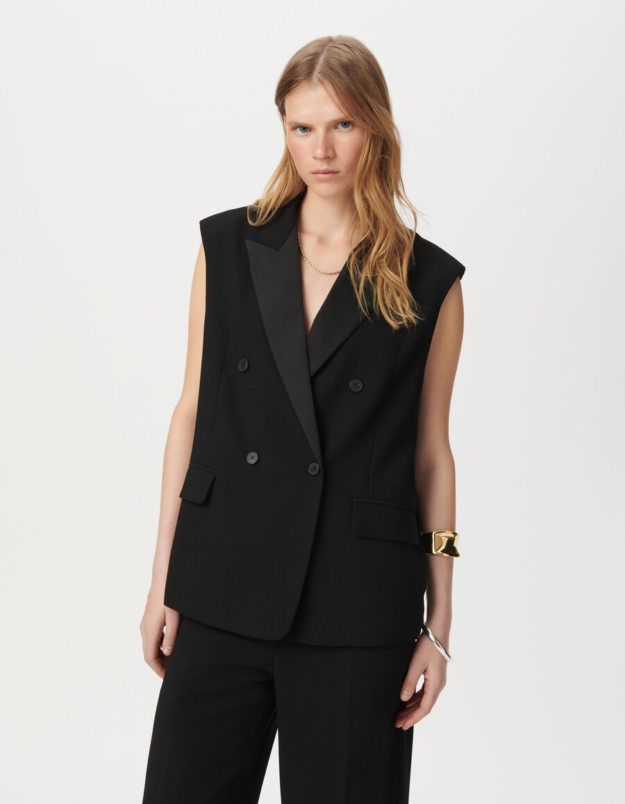schwarzer damen-anzug aus recyceltem polyester