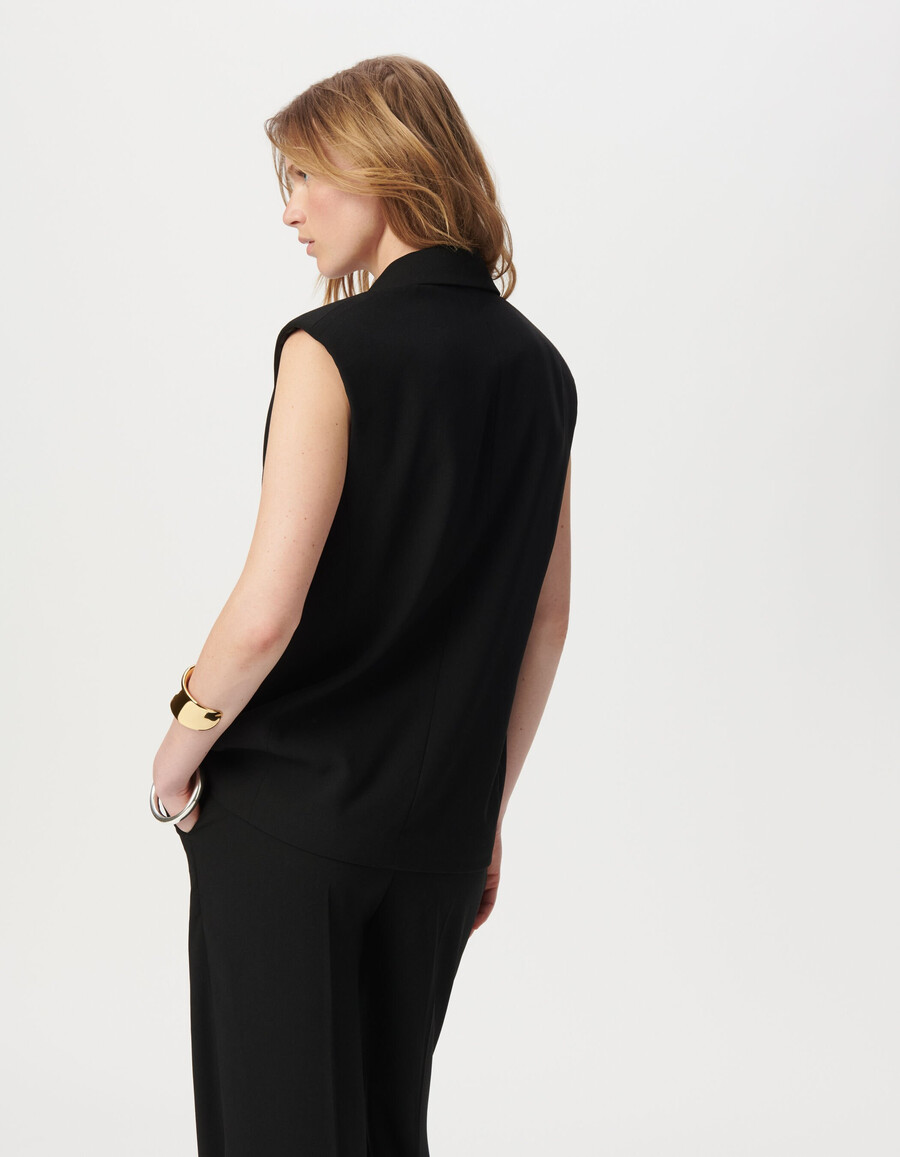 schwarzer damen-anzug aus recyceltem polyester