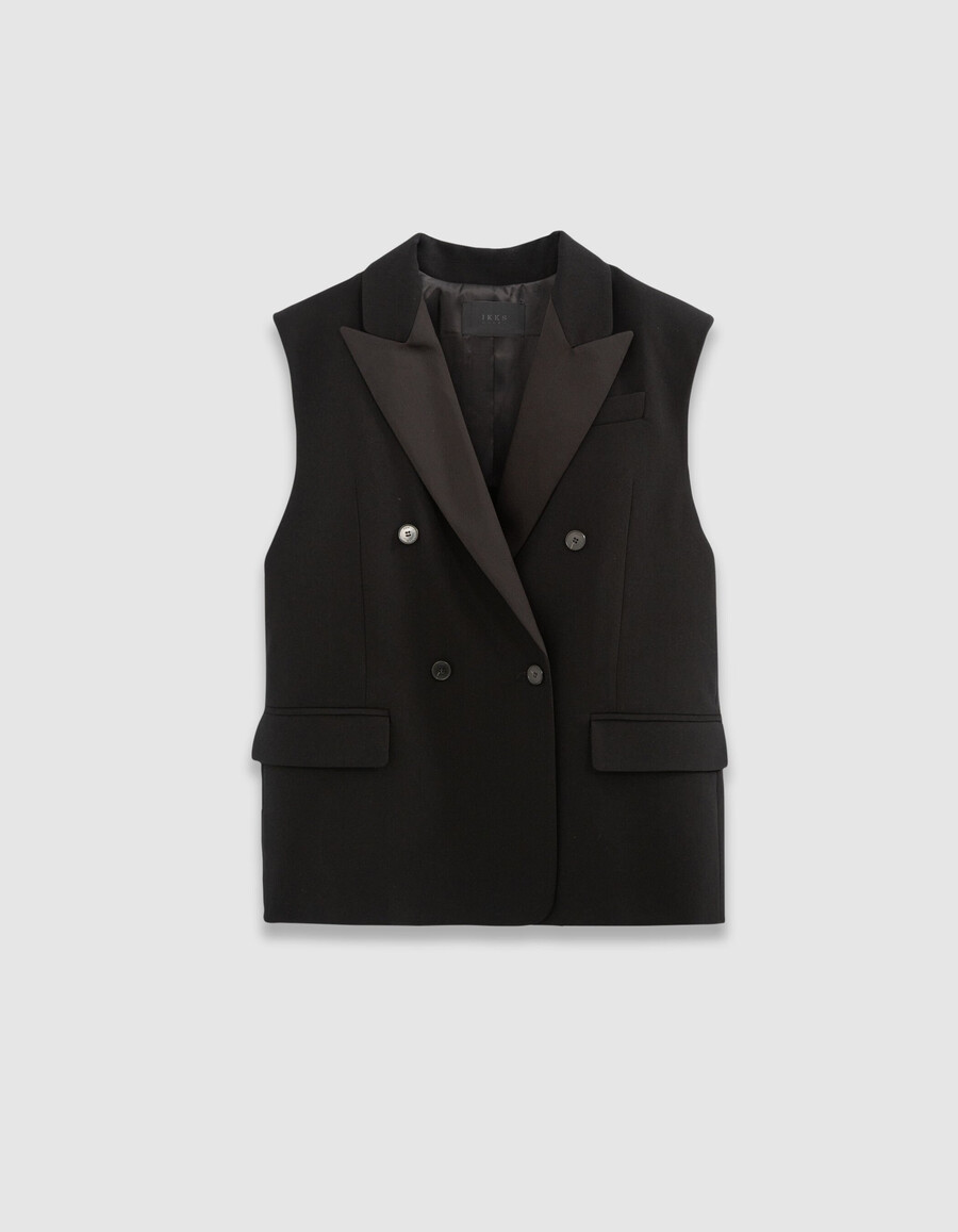 schwarzer damen-anzug aus recyceltem polyester