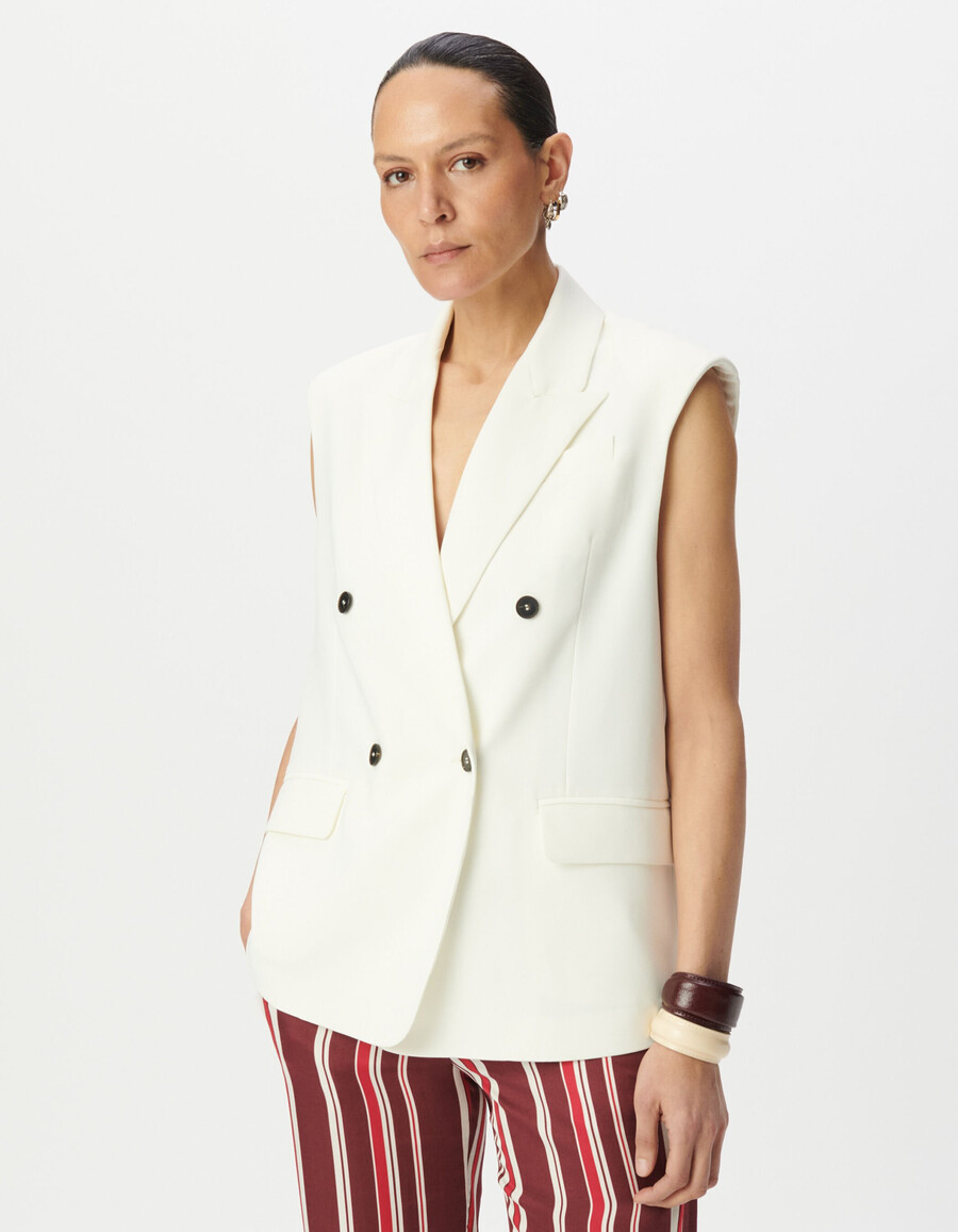 damen-anzugjacke aus weißem recyceltem polyester
