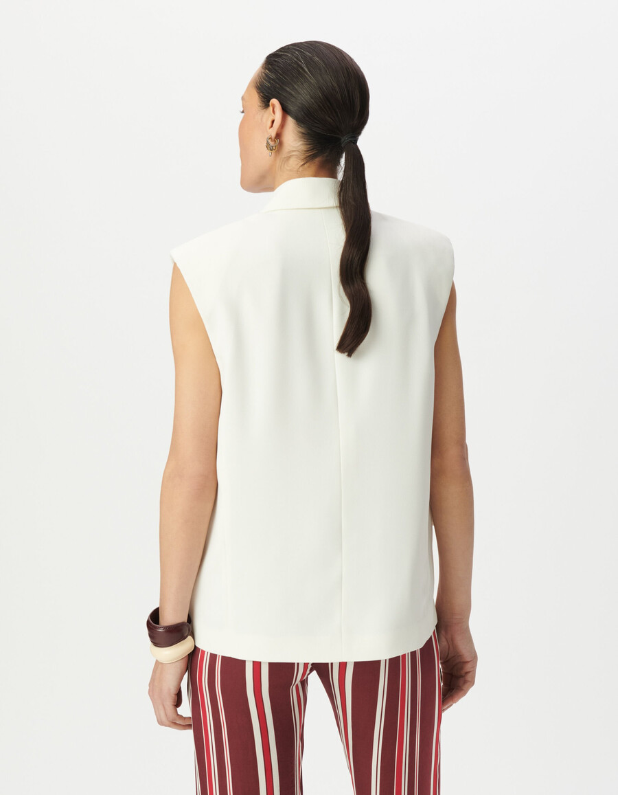 damen-anzugjacke aus weißem recyceltem polyester