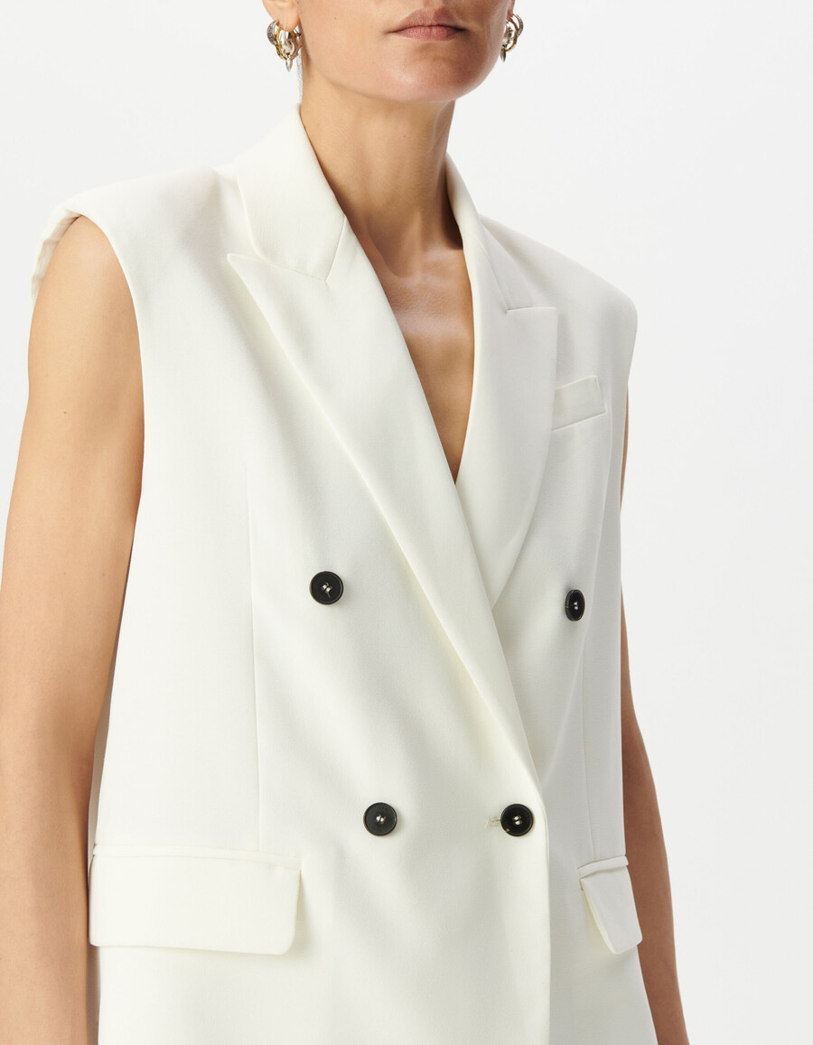 damen-anzugjacke aus weißem recyceltem polyester
