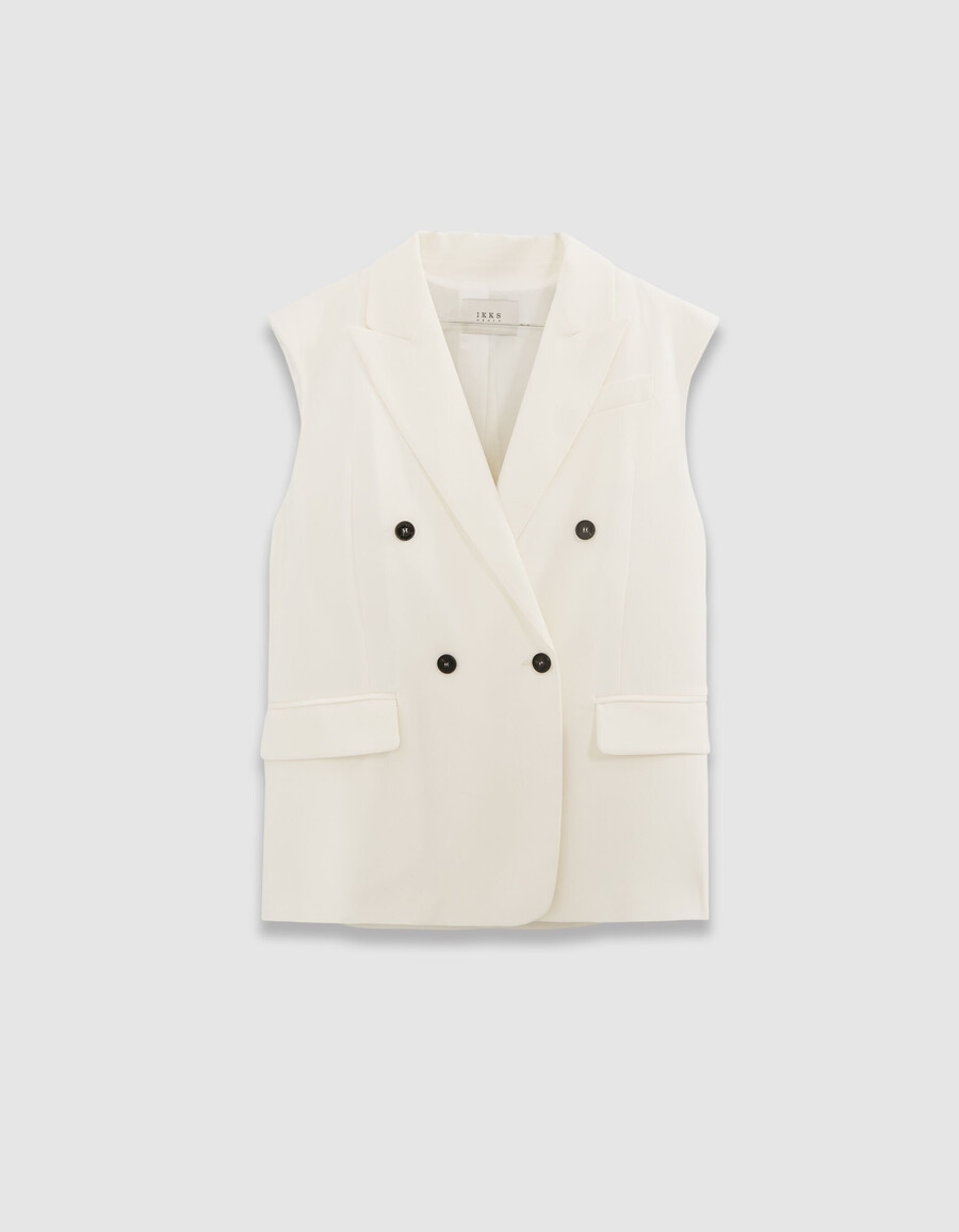 damen-anzugjacke aus weißem recyceltem polyester