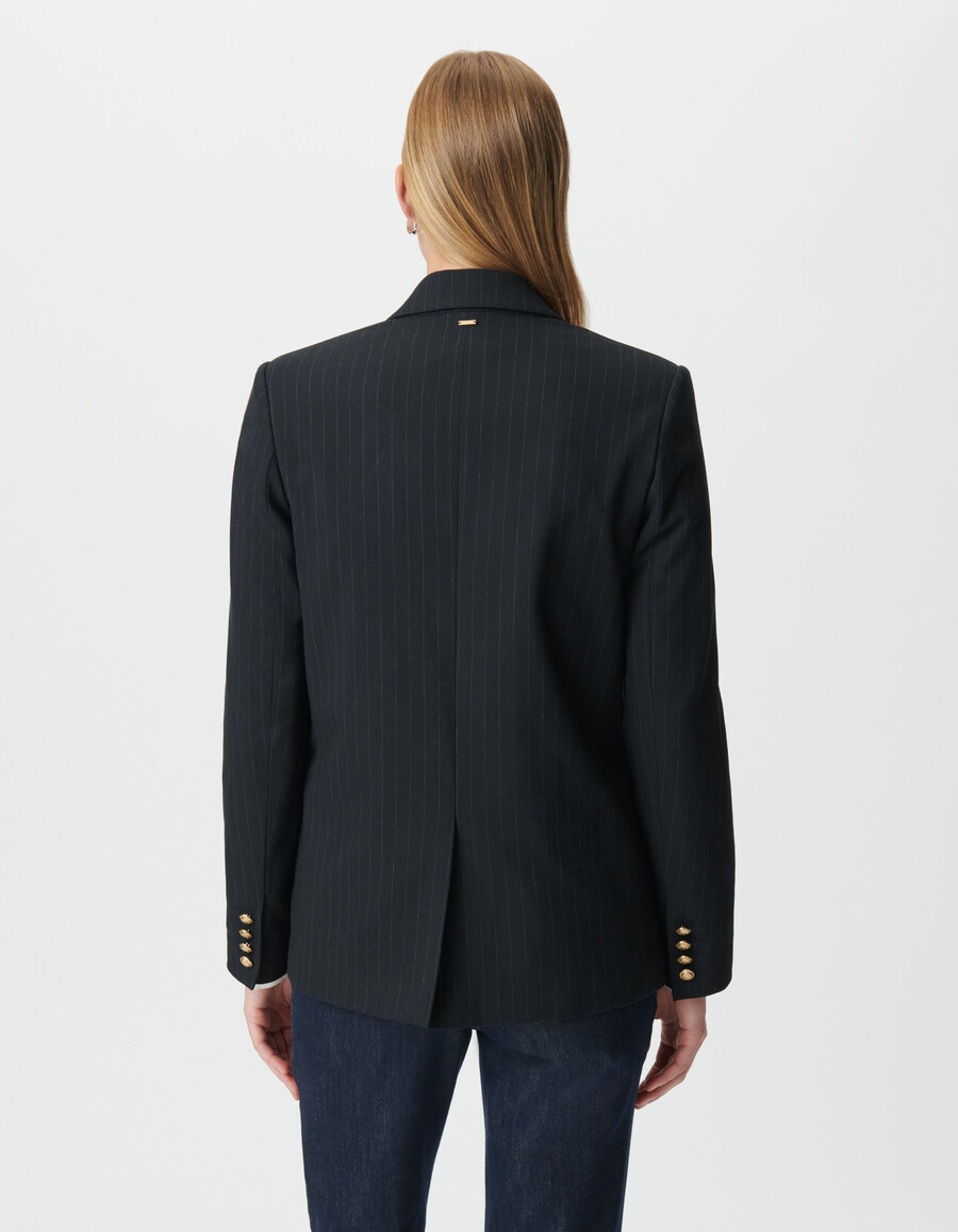 damen-anzugjacke mit nadelstreifen in marineblau und weiter passform