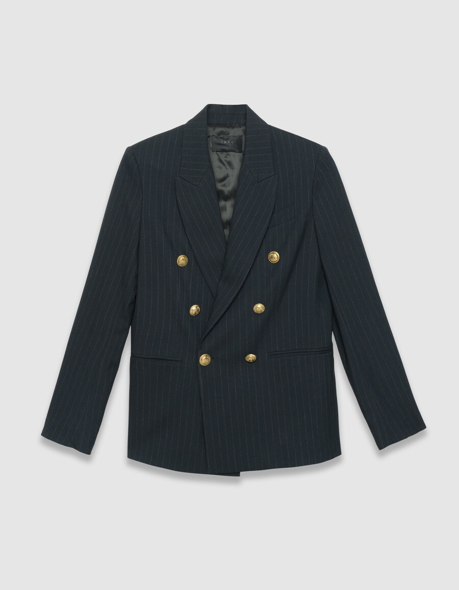 damen-anzugjacke mit nadelstreifen in marineblau und weiter passform