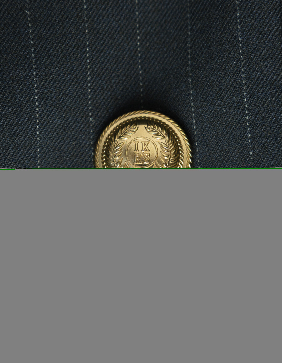 damen-anzugjacke mit nadelstreifen in marineblau und weiter passform