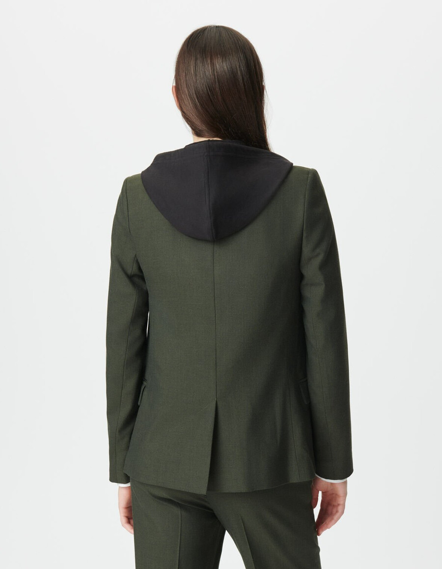 damen-kostümjacke in khaki mit abnehmbarem besatz