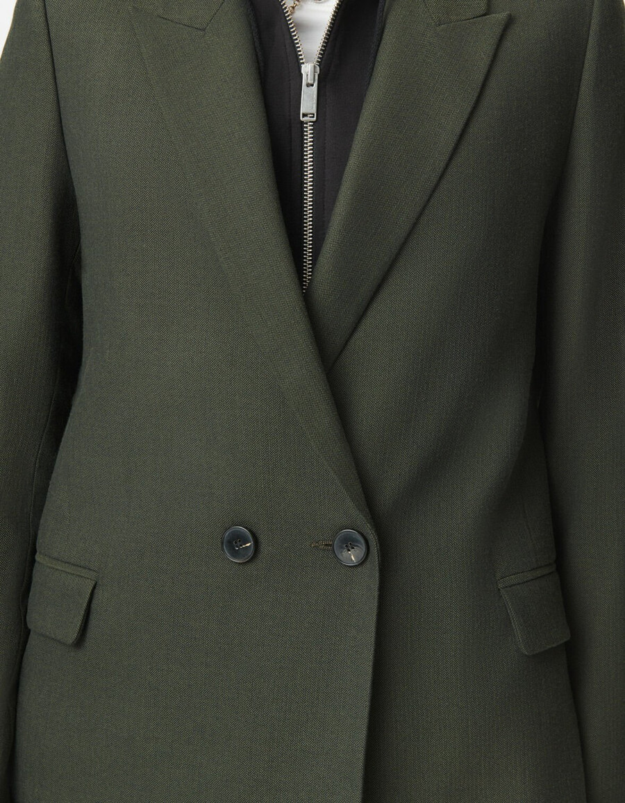 damen-kostümjacke in khaki mit abnehmbarem besatz