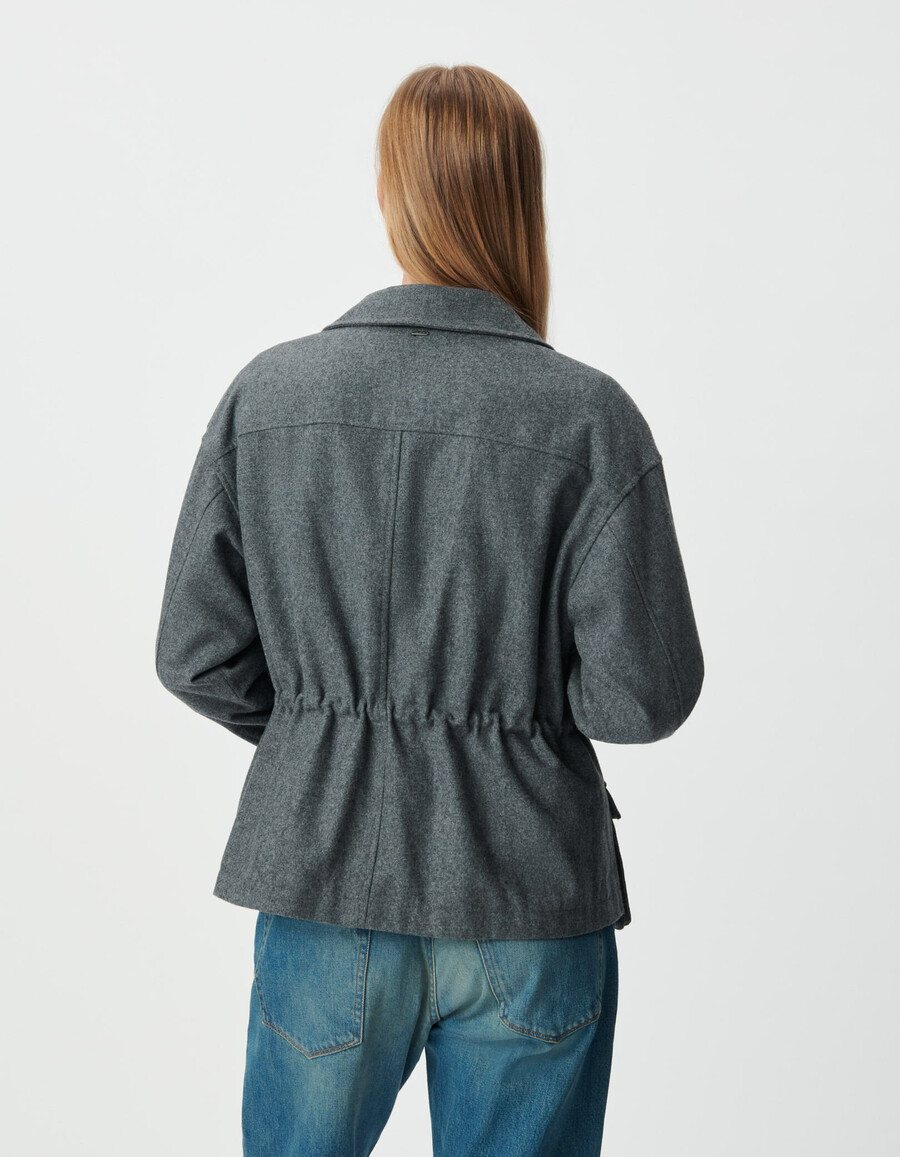 graue flanell-hemdjacke für damen