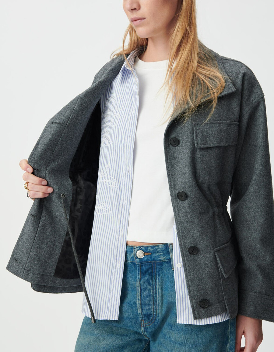 graue flanell-hemdjacke für damen