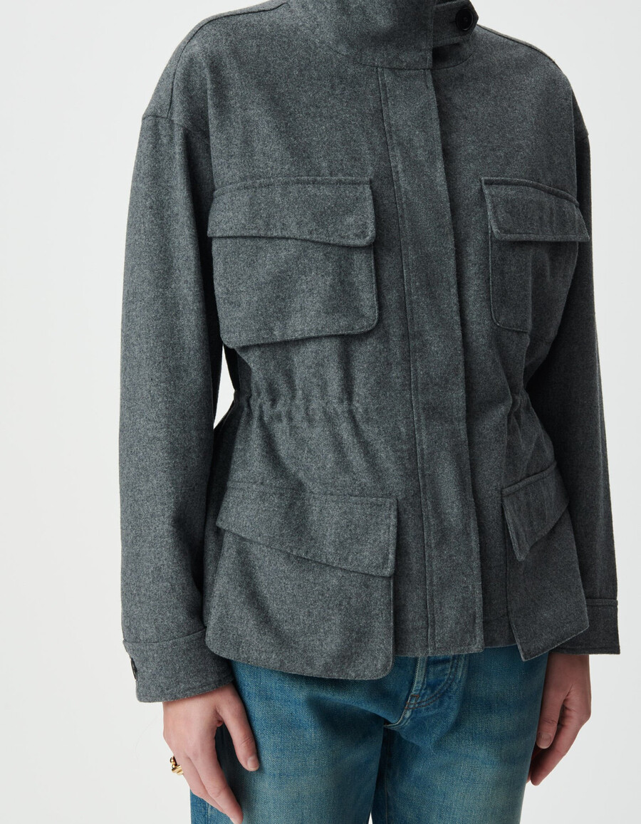 graue flanell-hemdjacke für damen