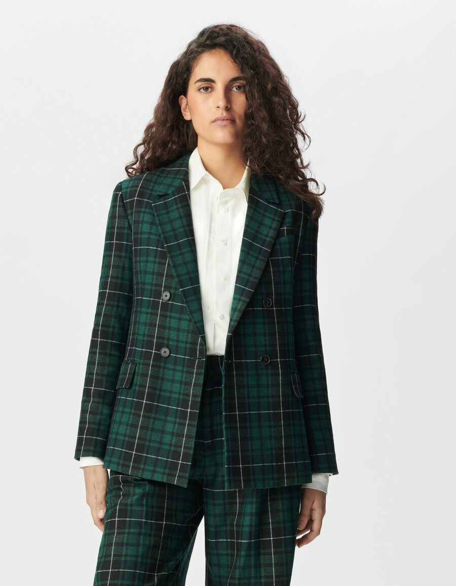 grüne karierte oversize-damenjacke