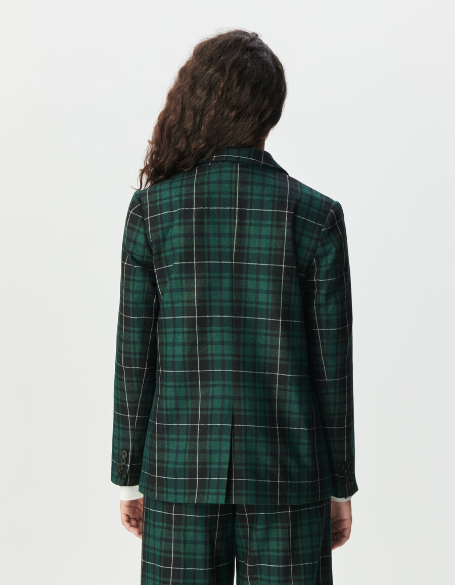 grüne karierte oversize-damenjacke