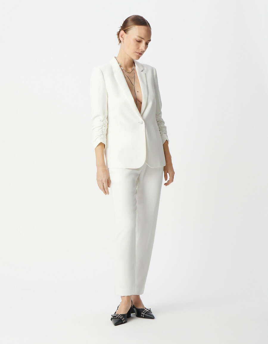 damen-anzugjacke aus recyceltem material in off-white