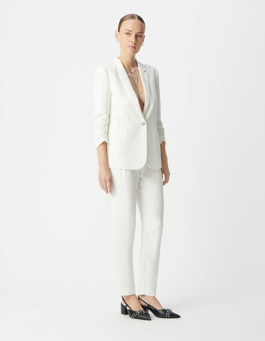 damen-anzugjacke aus recyceltem material in off-white