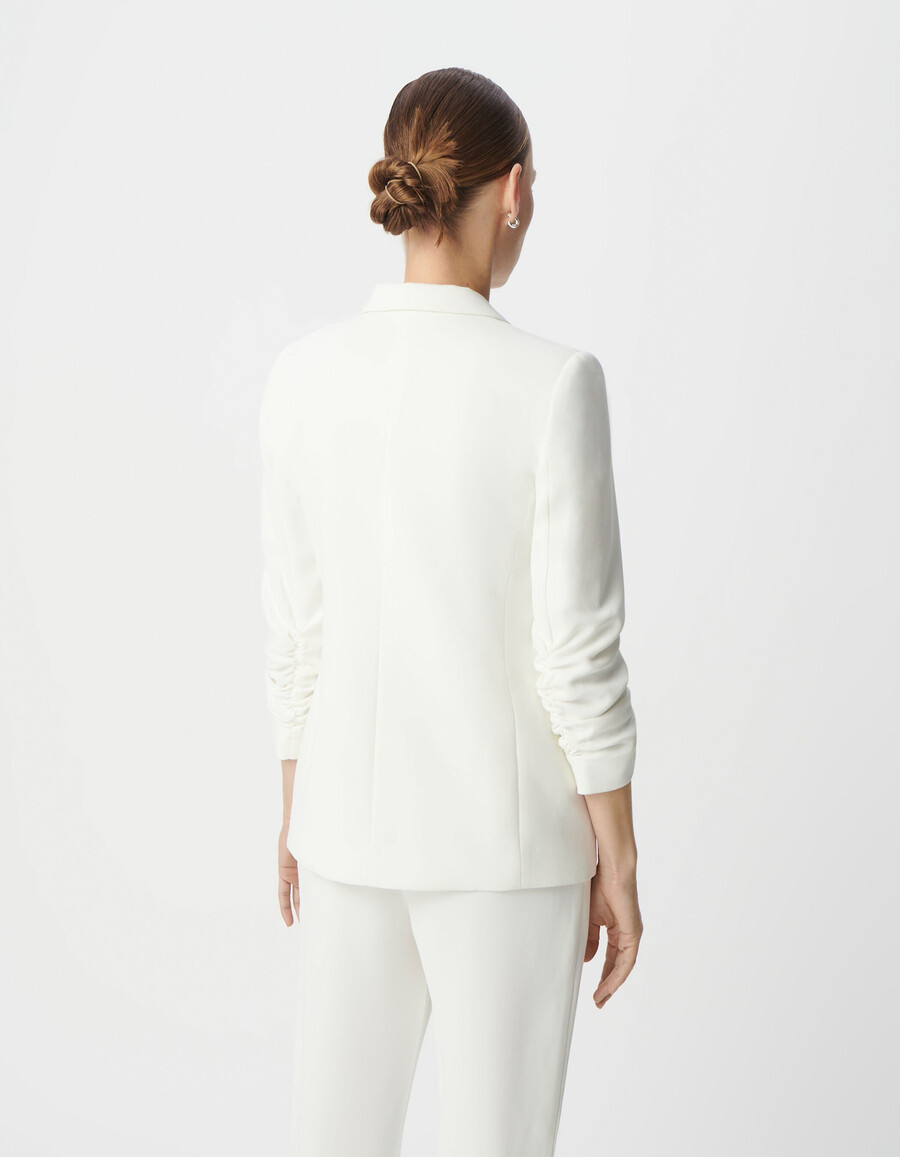 damen-anzugjacke aus recyceltem material in off-white