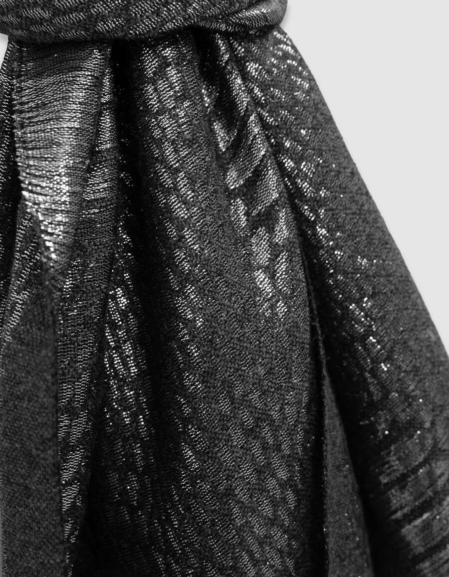 grauer metallisch schimmernder python-jacquard-schal für damen