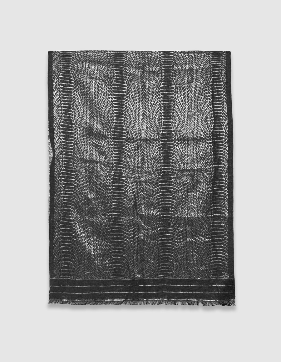 grauer metallisch schimmernder python-jacquard-schal für damen