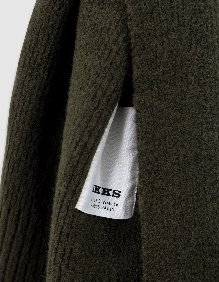 damen-strickschal mit fransen in khaki
