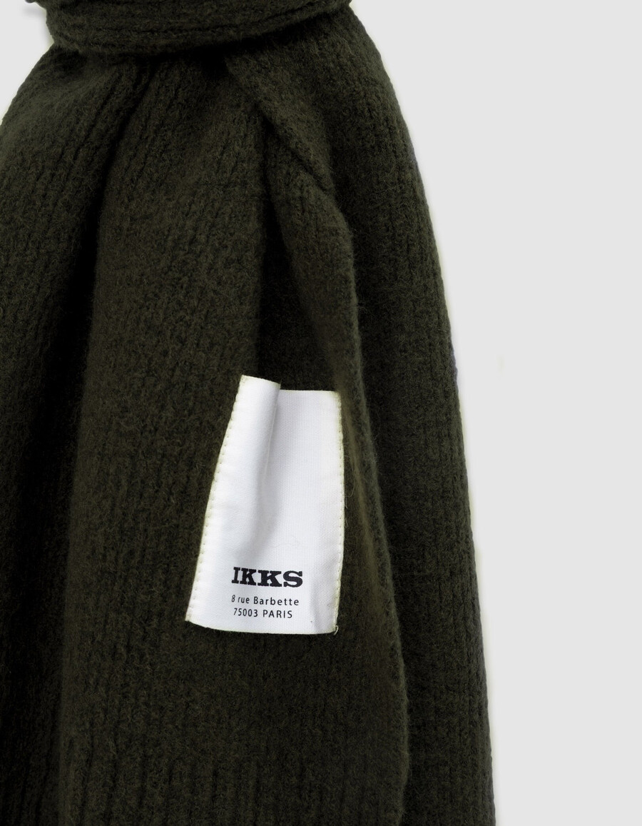 damen-strickschal mit fransen in khaki