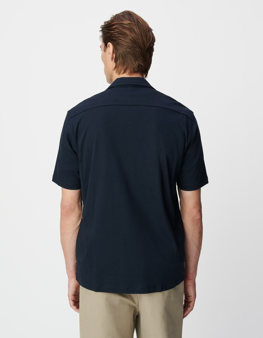 herren-strickhemd marineblau regulär kurzärmelig