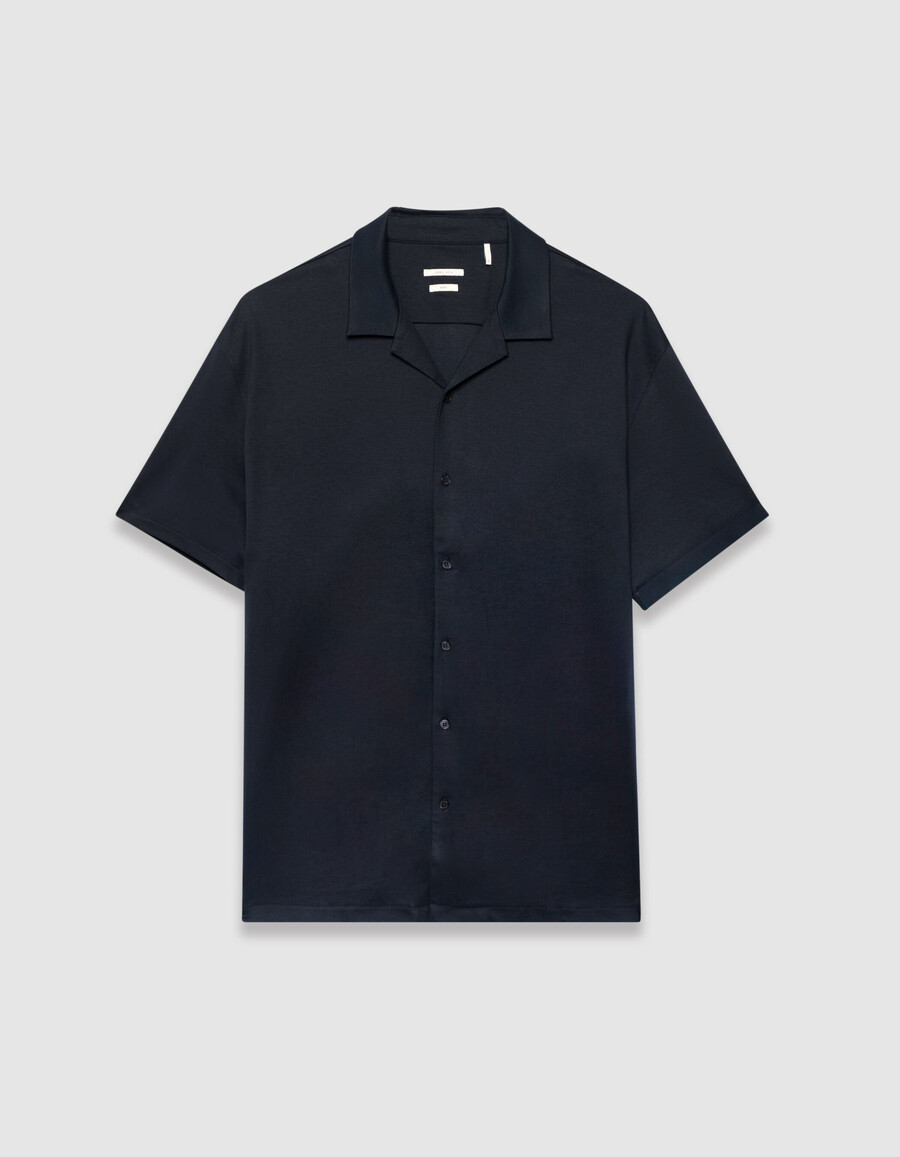 herren-strickhemd marineblau regulär kurzärmelig