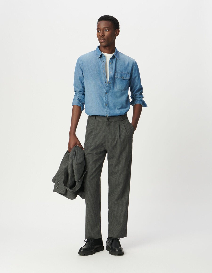 herren-jeansjacke in blau reguläre größe