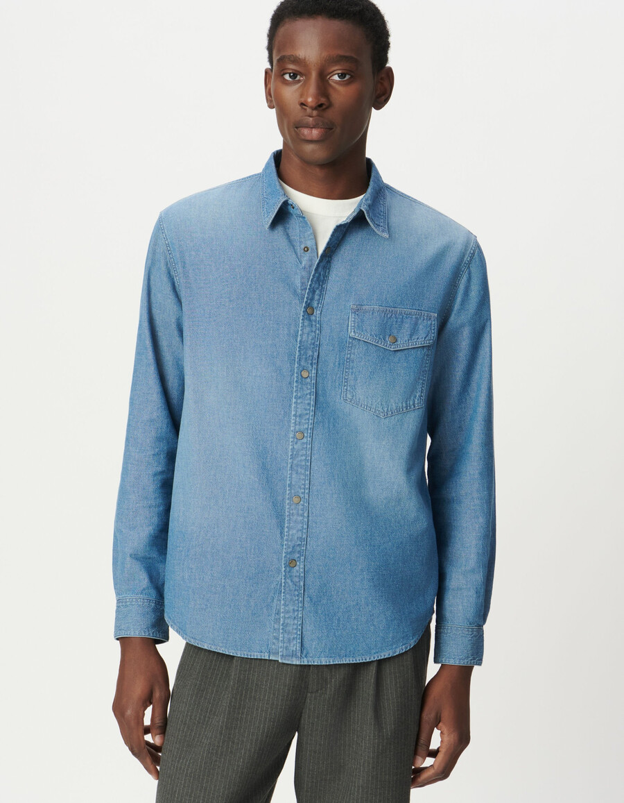 herren-jeansjacke in blau reguläre größe