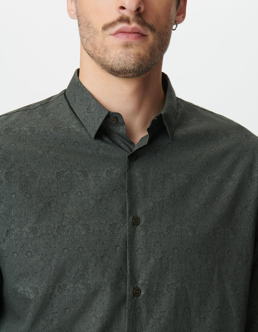 herrenhemd in khaki schmal geschnitten mit baroque liberty-print