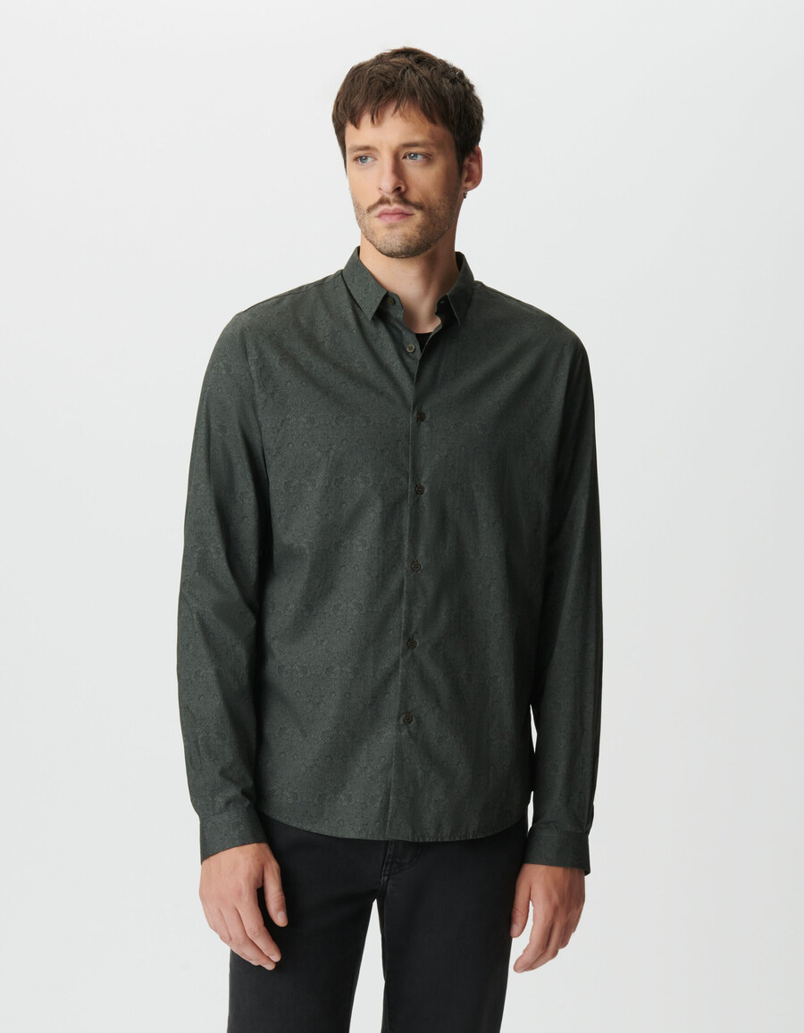 herrenhemd in khaki schmal geschnitten mit baroque liberty-print