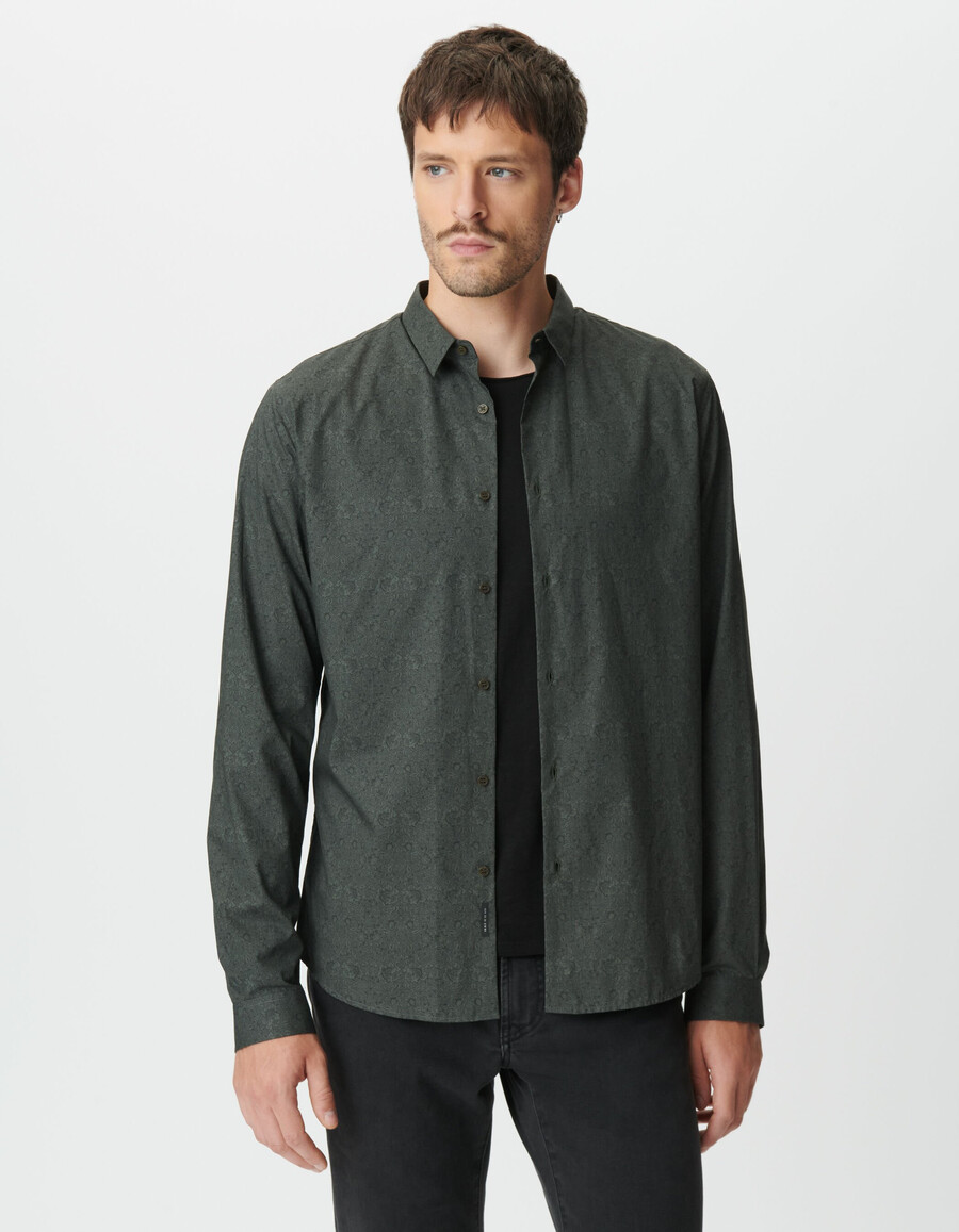 herrenhemd in khaki schmal geschnitten mit baroque liberty-print