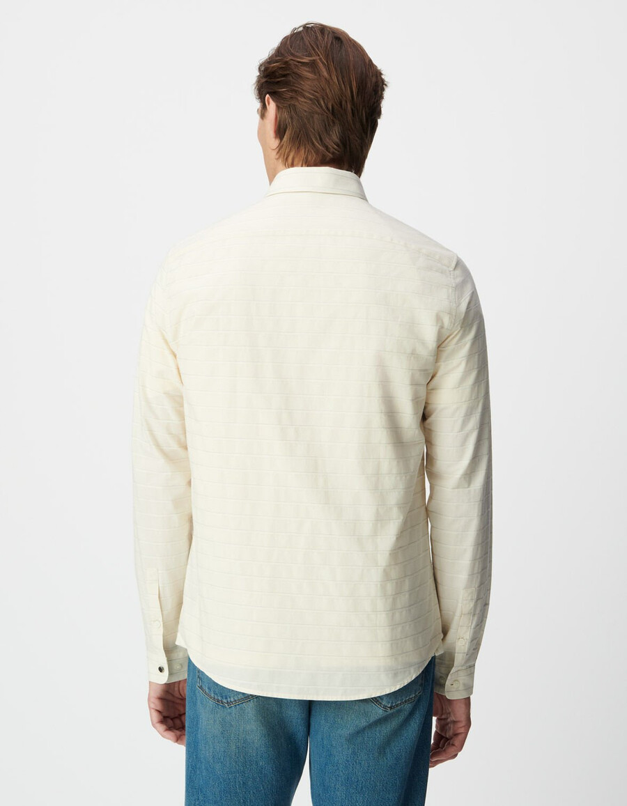 slim-fit-herrenhemd in ecru mit horizontalen streifen