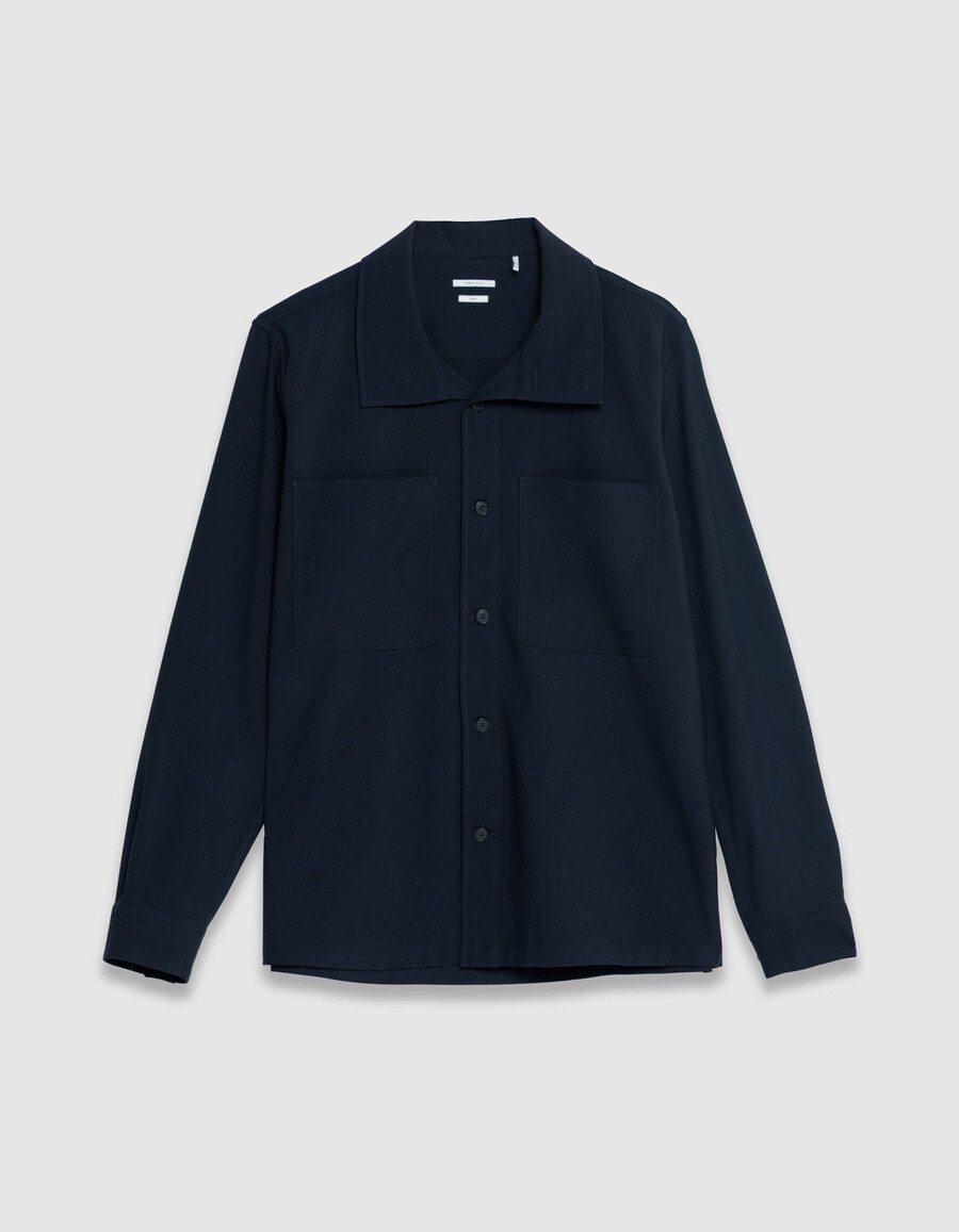 herren-overshirt in marineblau mit regulärer passform und aufgesetzten taschen