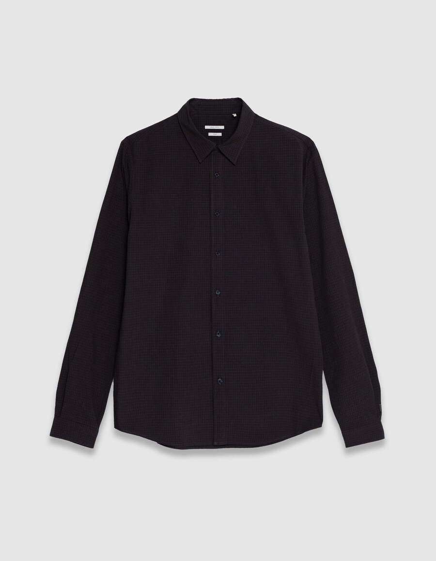 slim-fit-hemd marineblau aus bio-baumwolle kariert herren