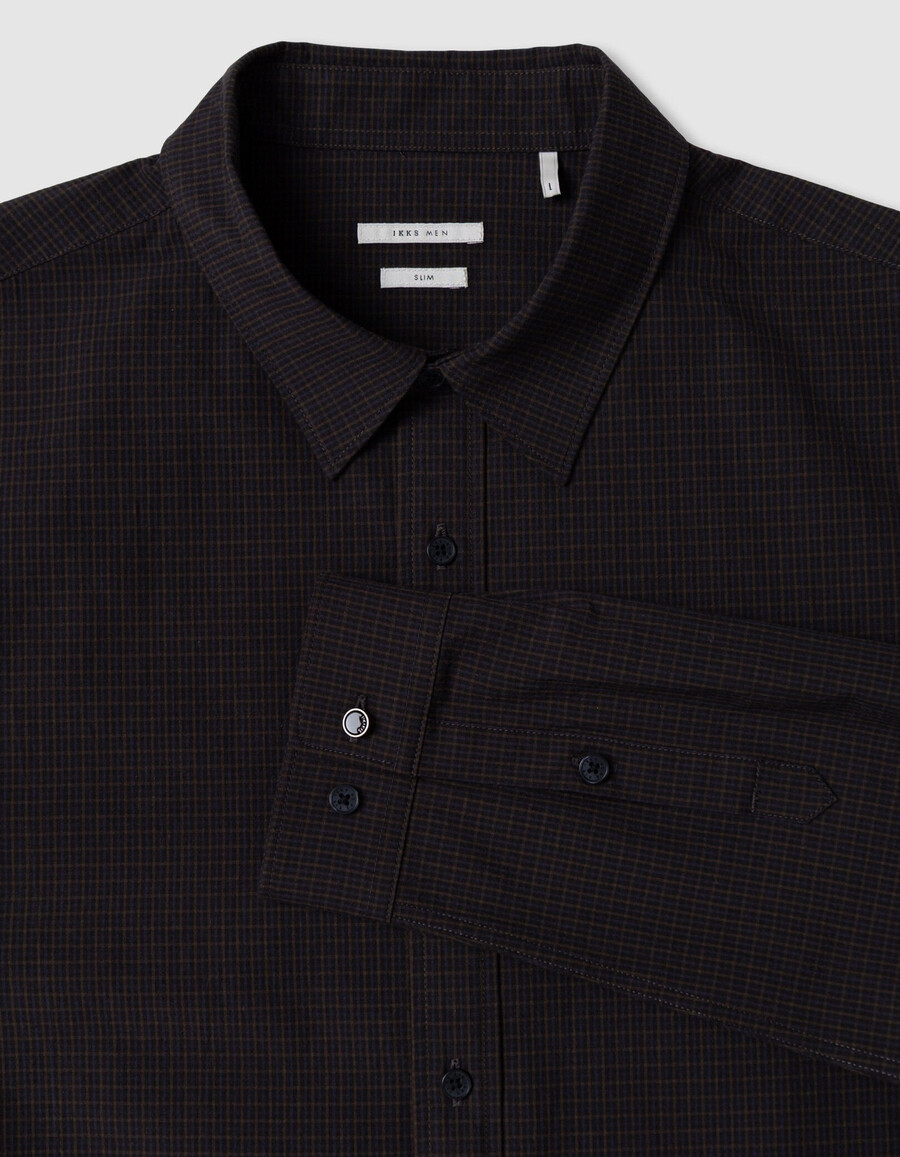 slim-fit-hemd marineblau aus bio-baumwolle kariert herren