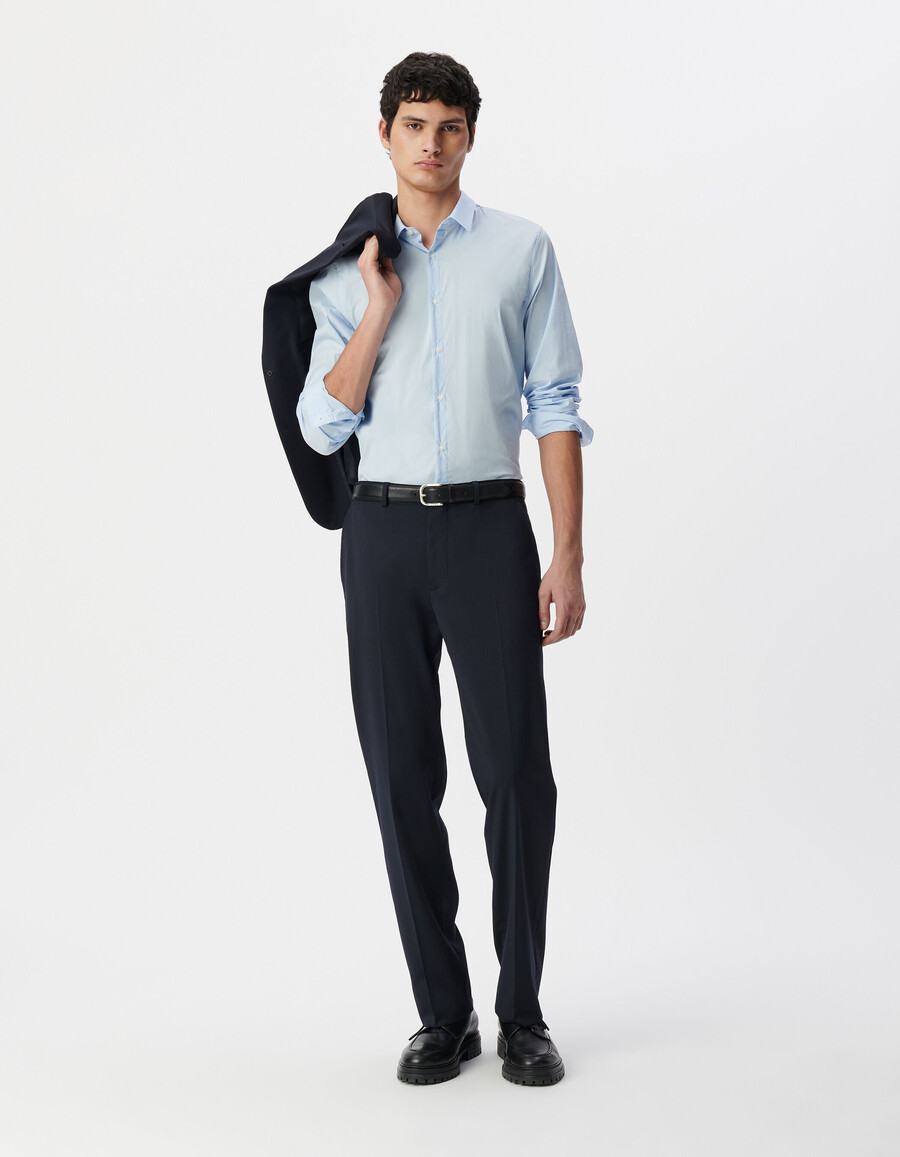 hellblaues dünn gestreiftes slim-fit-hemd für herren