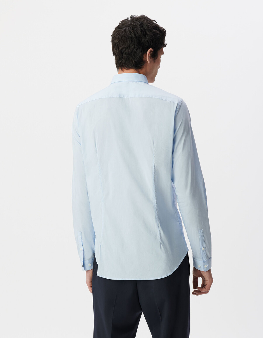 hellblaues dünn gestreiftes slim-fit-hemd für herren