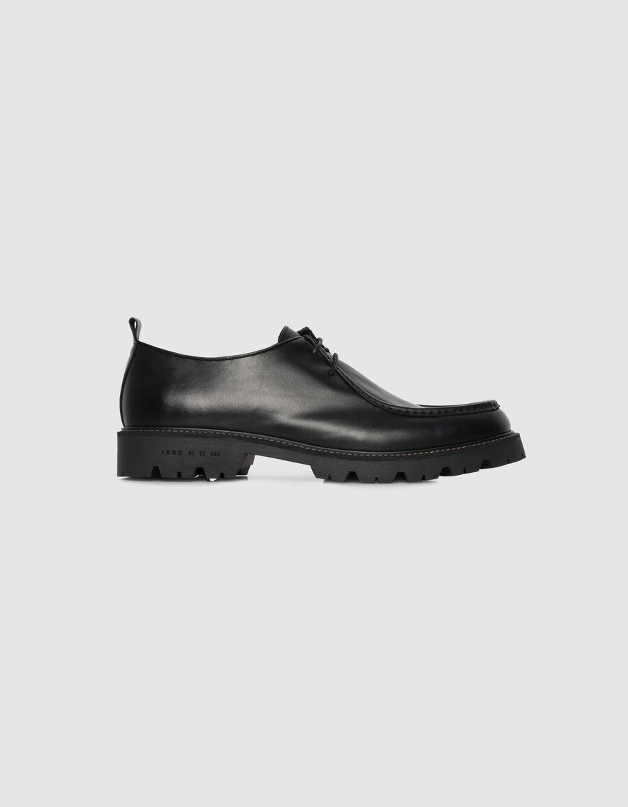 schwarze derby-plateauschuhe aus leder für herren