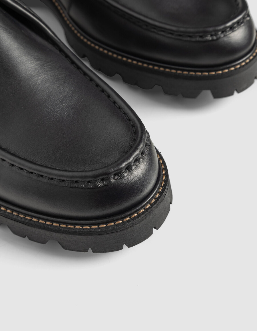 schwarze derby-plateauschuhe aus leder für herren