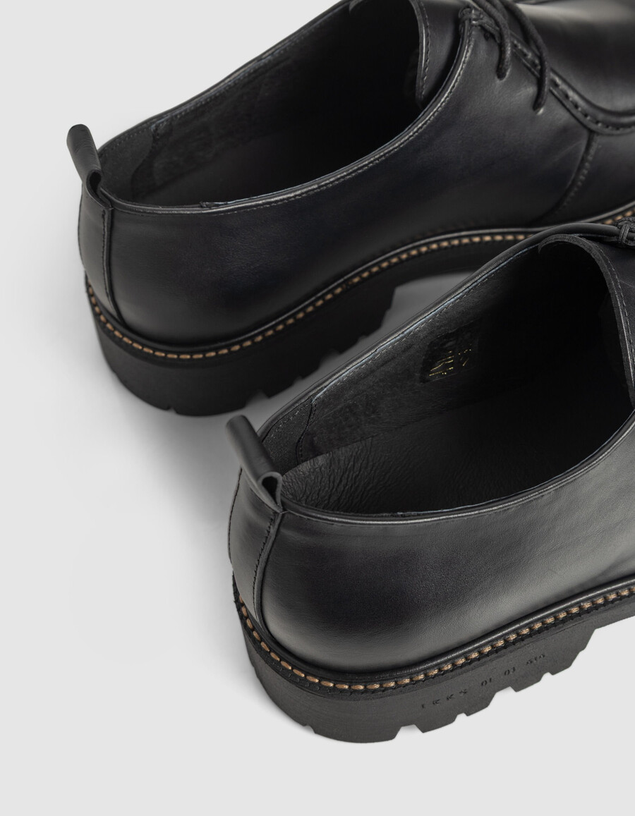 schwarze derby-plateauschuhe aus leder für herren