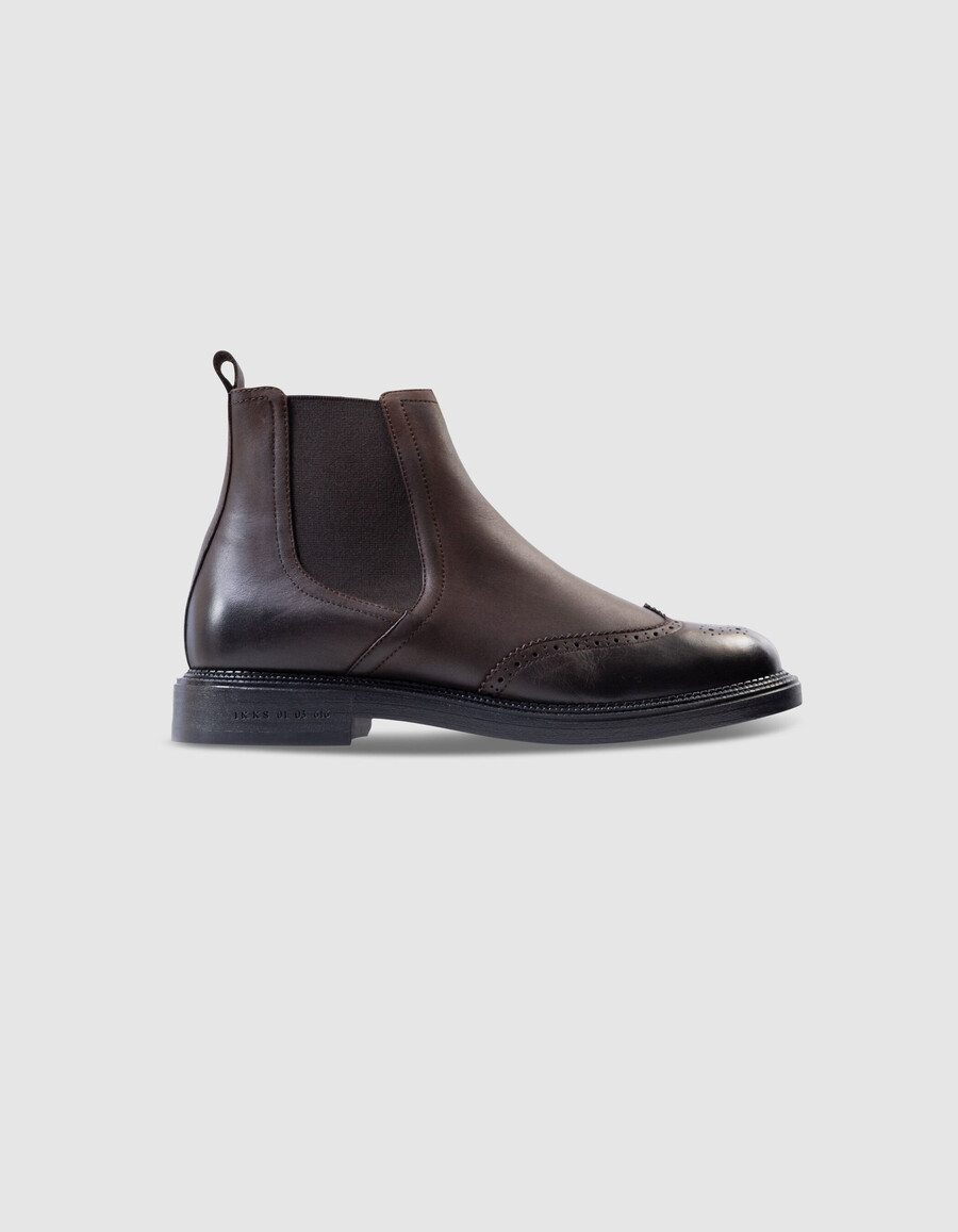 braune herren-chelsea-boots aus leder mit hohem schaft