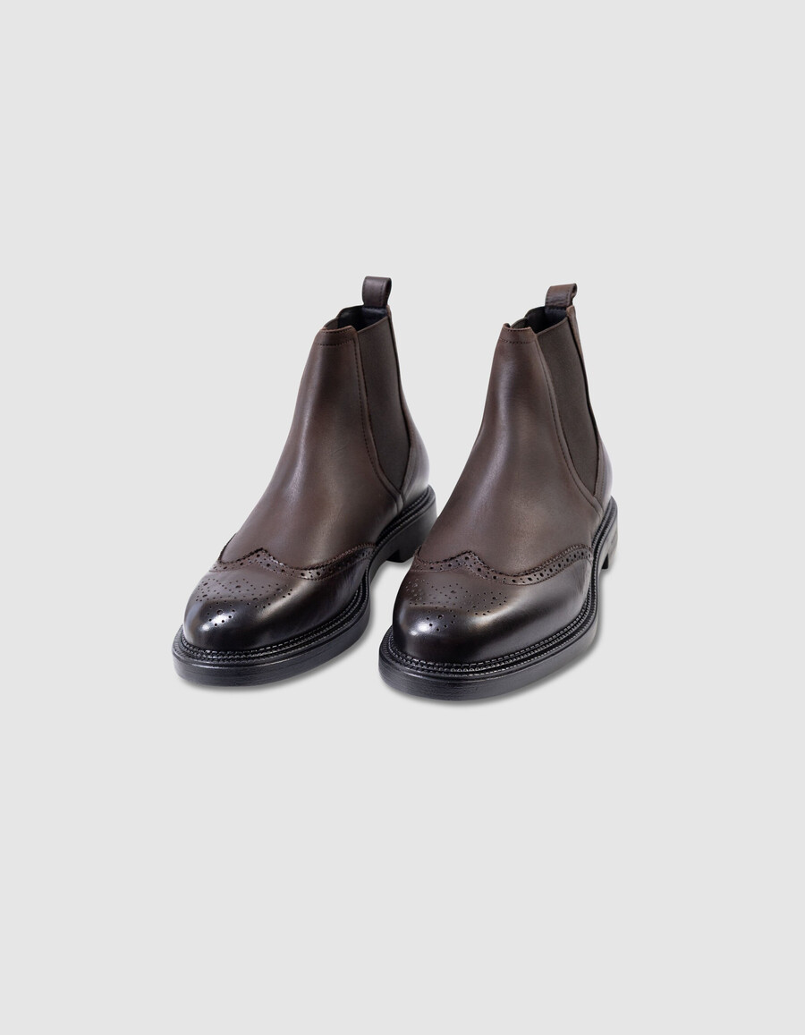 braune herren-chelsea-boots aus leder mit hohem schaft