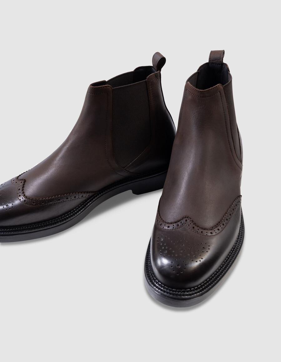 braune herren-chelsea-boots aus leder mit hohem schaft