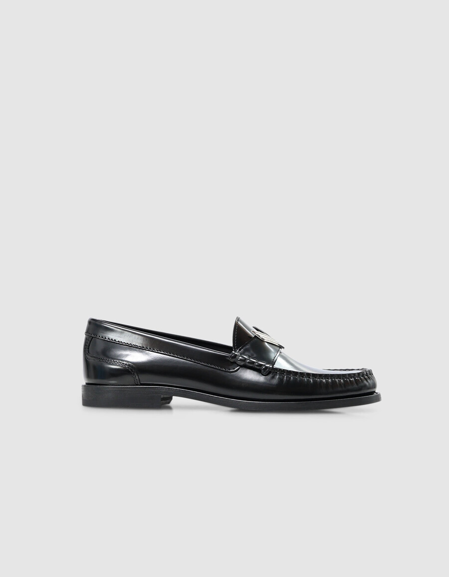 schwarze damen-loafer aus glacé-leder