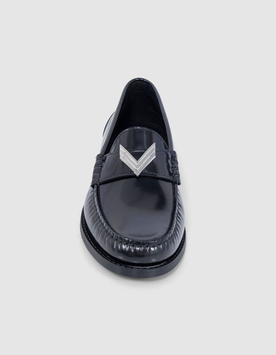 schwarze damen-loafer aus glacé-leder
