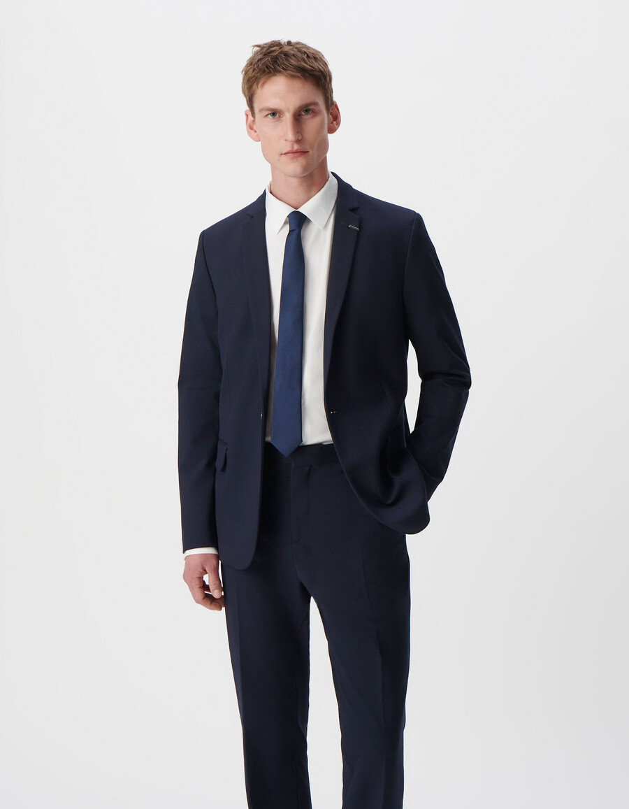 herren-strickjacke milano in marineblau schmal geschnitten