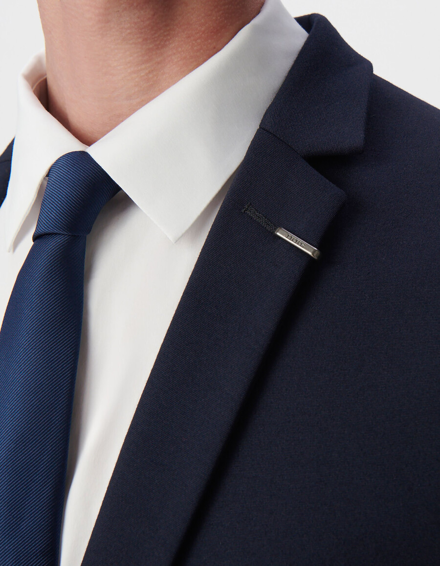 herren-strickjacke milano in marineblau schmal geschnitten