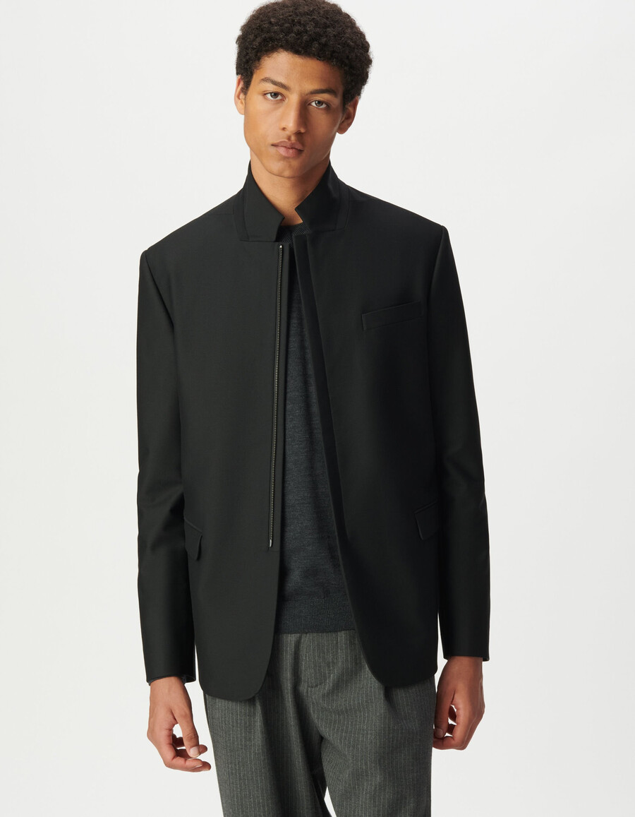 schwarze herren-anzugjacke mit reißverschluss und hoher mobilität